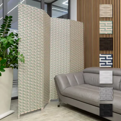Produktbild von HEXIM Paravent 180x180 cm - Trennwand 4-teilig klappbar Innenbereich - Raumteilung Innen Terasse Balkon Sichschutz Spanische Wand (L24101 cremefarben & grün)