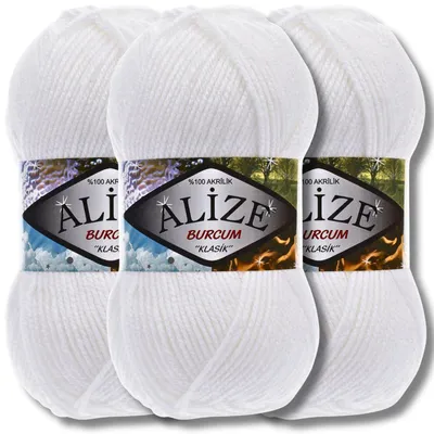 Produktbild von Alize 1x 100g Burcum Klasik Wolle, Uni, Häkeln, Stricken (White - 55)