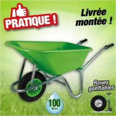 Image de Brouette 100L - Bac  - Livrée Montée - Pratique et Robuste - Ergonomique - D-Work