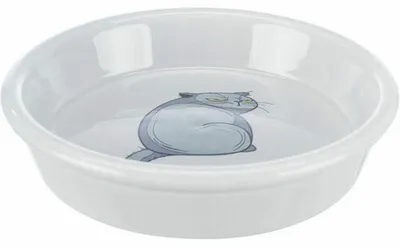 Obrázek produktu pro Trixie Keramická miska s motivem kočky, 0.25 l/ø 13 cm, šedá