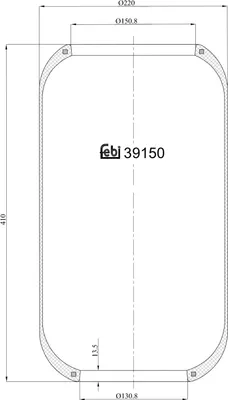Produktbild von FEBI BILSTEIN Luftfederbalg 39150 Vorne Links Vorne Rechts für VOLVO B 12 410mm 220mm 131mm