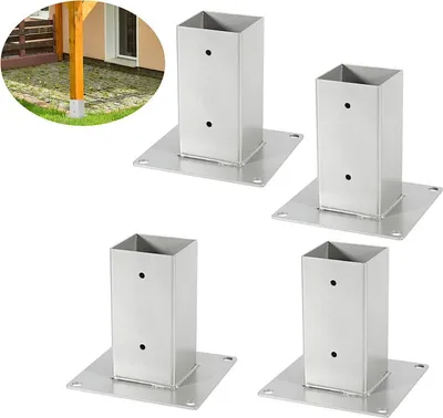 Produktbild von Faziango Aufschraubhülse 70x70 mm Pfostenträger, 4er Set Pfostenschuh für Vierkant- & Holzpfosten, Bodenhülse für Zaun, Carport & Pergola