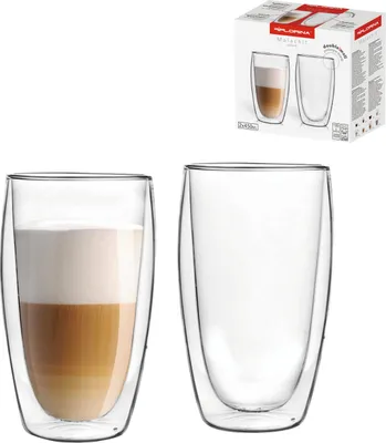 Immagine prodotto di Set da 2 bicchieri termici a doppia parete, ideali per il latte macchiato, marca FLORINA, modello MALACHIT, capacità 450 ml