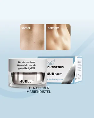 Produktbild von NUTRASKIN 4URbum – Pflegende Bodylotion Damen für einen straffen Po I Anti-Cellulite Creme mit Mariendistel, Bärentraube & pflanzl. Stammzellen, 100ml