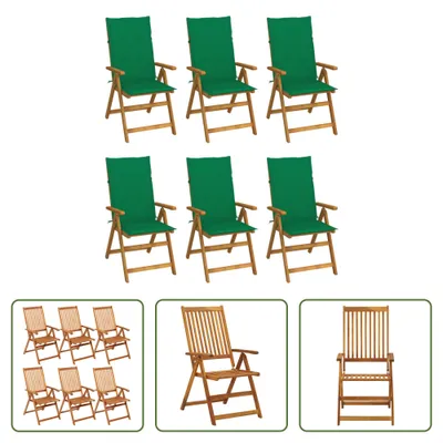 Produktbild von The Living Store Klappbare Gartenstühle 6 Stk. mit Auflagen Massivholz Akazie