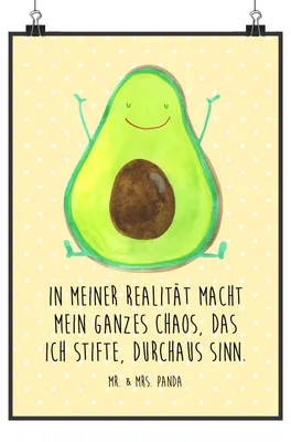 Produktbild von Mr. & Mrs. Panda Bild Avocado Glücklich DIN A1 - Gelb Pastell - Geschenk, Chaos, Frucht, Plakat, Wandbild, wanddeko, Kunstdruck, drucke, Chaotisch
