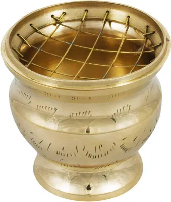Produktbild von Räuchergefäß Messing mit Gitter 9cm Weihrauchgefäß Weihrauchbrenner Räucher 2187