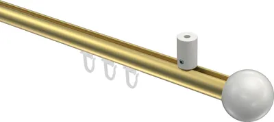 Produktbild von Interdeco Innenlaufstange / Gardinenstange mit Innenlauf Messing-Optik / Weiß, Typ Sonius Luino (Kugel) Deckenmontage, 20 mm Ø 1-läufig, 140 cm