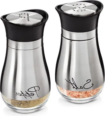 Productafbeelding van Zout- en peperstrooier set, van glas en roestvrij staal – elk 118 ml, voor zout en peper