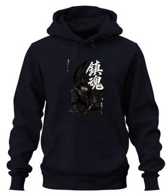 Produktbild von Chinkon Samurai Kriegerin Katana Tattoo Japan Y2K Yakuza Hoodie Kapuzenpullover, Navy, M