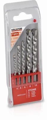 Produktbild von Kreator Stein-Bohrerset 5-teilig 4 -10 mm Steinbohrer in Kunststoffbox