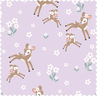 Produktbild von Baumwolljersey bedruckt Rehe, Jerseystoff Meterware, BW Jersey Kinder *Ab 50cm