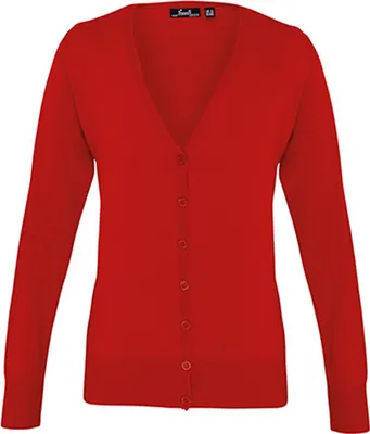 Produktbild von Premier Workwear PR697 | Damen Button Through Knitted Cardigan + - Farbe: Red - Größe: XL (16)