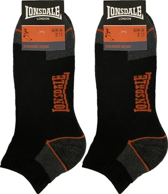 Produktbild von Lonsdale 6 Paar Sneaker Arbeitssocken -Socken-Fußgewölbestütze -Baumwolle (Schwarz, 43-46)