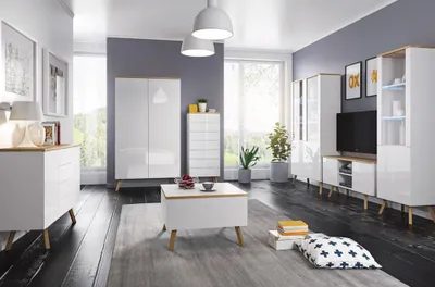 Image de Meuble mural brillant Meuble de salon Armoire Vitrine Sideboard Meubles muraux