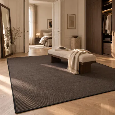 Produktbild von Sisal Natur Teppich Astra Schwarz, Größe:133x133 cm