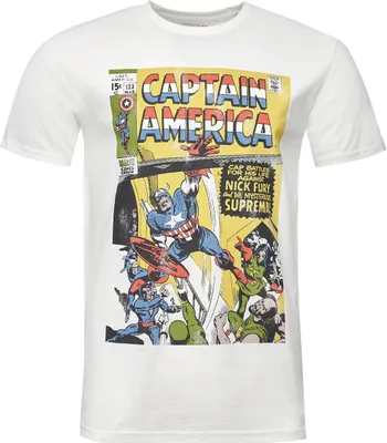 Produktbild von Recovered T-Shirt Marvel Captain America Battles im lockeren Schnitt Ecru L