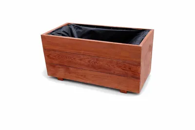 Image de Grande jardinière rectangulaire – Jardinière moderne, résistante aux intempéries et robuste, pour le balcon et le jardin D26 (noyer, 60 x 30 x 29 cm)