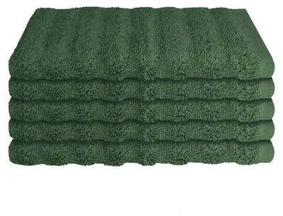 Produktbild von SCHIESSER Gästetuchset Neapel | Einfarbig | 5-teilig | 100% Baumwolle | Flauschig & Saugstark | 30x50 cm | Dunkelgrün