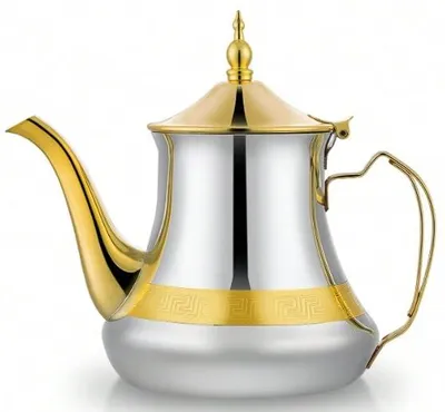 Marokkanische Teekanne aus Edelstahl, 1,45 L, gold