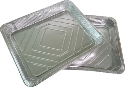 Produktbild von 2er Set XL Tropfschalen 4,7 Liter groß Lebensmittel BBQ Aluminium Grillschalen