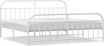 Produktbild von vidaXL Bettgestell mit Kopf- und Fußteil Metall Weiß 193x203 cm