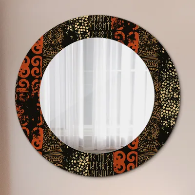 Produktbild von Modern Spiegel - Wandspiegel Design Wandmontage – Badspiegel mit Aufdruck - Rundspiegel - Grunge Abstrakt Muster - Rund: Ø50cm