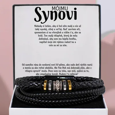Produktbild von Pánsky kožený náramok s citátom Môjmu synovi – GNAR_LEATHERBRACELET