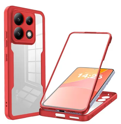 Produktbild von 360 Grad Rundum Schutz Handyhülle für Xiaomi Redmi Note 13 Pro 5G Full Cover Vollschutz Case Farbe: Rot