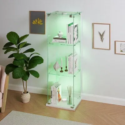 Obrázok produktu pre Vitrína so 3 policami a LED osvetlením zo skla
