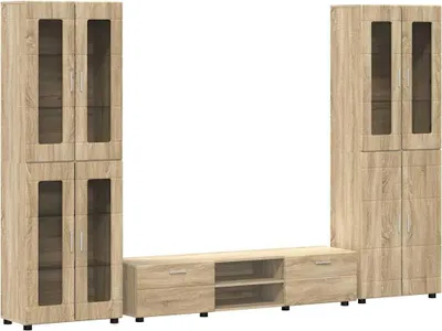 Produktbild von TV-Schrankset mit Regal FLORIN 3 pcs Sonoma-Eiche Holzwerkstoff