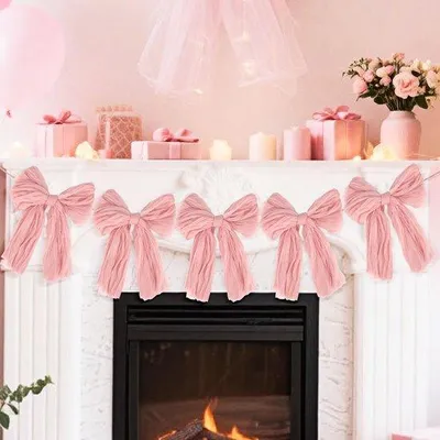 Zdjęcie produktu dla SVGCommerce - Girlanda z różowych pomponów - Dekoracja na imprezy - 180 cm - Urodziny - Wieczór panieński - Baby shower - Wiszące dekoracje