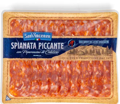 Produktbild von Salami Spianata Piccante mit Peperoncino aus Kalabrien 90g - San Vincenzo