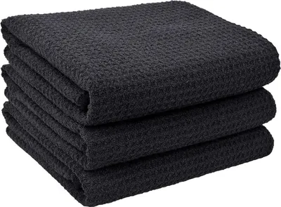 Produktbild von Microfaser Geschirrtücher Schwarz Saugfähig Fusselfrei 40x56cm 3er Pack