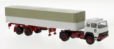Produktbild von Brekina LKW Magirus 310 D 16 PP-Sattelzug hellgrau, dunkelrot, 1974, 83251