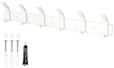 Wandgarderobe mit 6 Haken, Aluminium, 44,5 cm, weiß