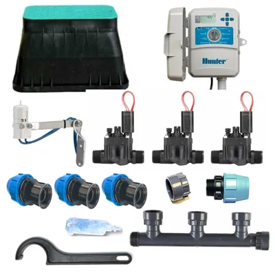 Image de Kit d'irrigation Hunter à 3 zones avec programmateur extérieur X2