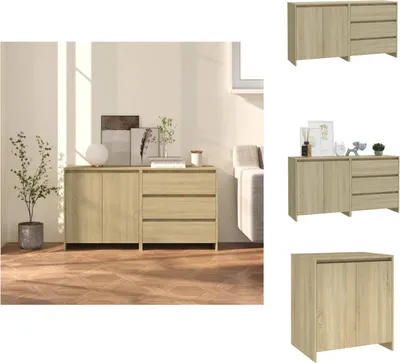 Produktbild von vidaXL 2-tlg. Sideboard Sonoma-Eiche Holzwerkstoff -  Sideboards