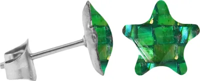 Produktbild von Chirurgenstahl Ohrstecker mit Mosaik Stern Farbe - Grün