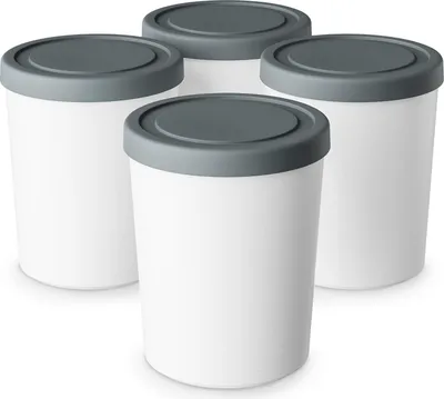 Image de Klarstein Bac à Glace avec Couvercle – Lot de 4 x 180 ml, Plastique Durable, Compatible Sorbetière & Yaourtière, Lavable au Lave-Vaisselle, Accessoire Bac à Glace