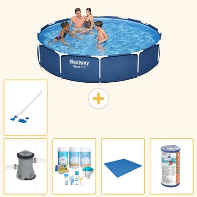 Zdjęcie produktu dla Basen stalowy Bestway Steel Pro, okrągły - 366x76 cm - 6-częściowy, model S22105