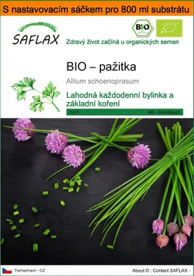 Obrázek produktu pro SAFLAX Garden in the bag - BIO – pažitka - Allium schoenoprasum - 250 Semena - S pěstebním substrátem v praktickém samovztyčovacím sáčku