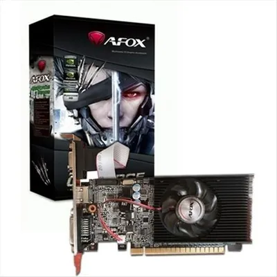 A product shot of a graphics card and its packaging.