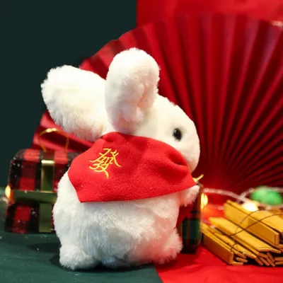 Produktbild von Kawaii Rabbit Plüsch Puppe süße Cartoon Bunny Soft Stuffed Toy für Kinder Geschenke Home Dekoration weiße Kaninchen 28 cm + Geschenktasche