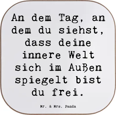 Produktbild von Mr. & Mrs. Panda Untersetzer für Gläser Spruch Selbstreflexion Freiheit - Weiß - Geschenk, innerer Frieden, Tassen, Holzuntersetzer, Motivation, Gelassenheit, innere Welt