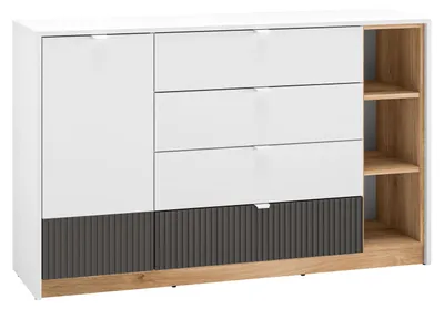 Produktbild von Kommode Torino Sideboard 138x40x86cm weiß Eiche Castello graphit 1-türig