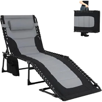 Obrázok produktu pre Skladacie ležadlo HQB-TC-XLM1, nosnosť do 150 kg, 199 x 66 x 35 cm, čierno-šedé