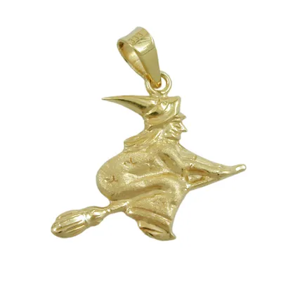 Produktbild von Anhänger 15x16mm Hexe matt-glänzend 9Kt GOLD gold 15x16mm