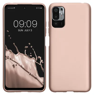 Produktbild von kwmobile Handyhülle für Xiaomi Redmi Note 10 5G Hülle - Silikon Case metallisch schimmernd - Schutzhülle Cover - Metallic Rosegold