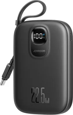 Image de Batterie externe Joyroom 22,5 W à charge rapide, 10 000 mAh, câble USB-C intégré - Noir